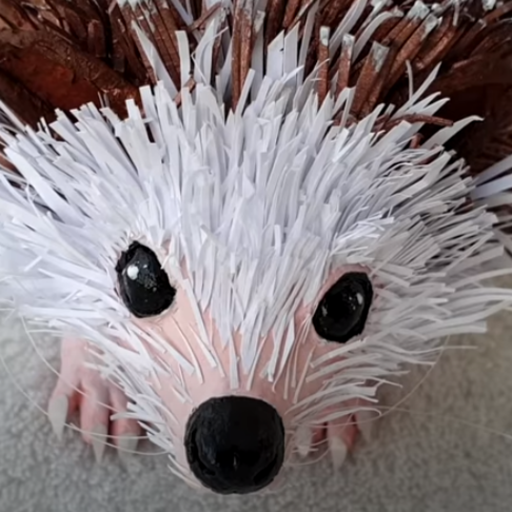 cute DIY craft project of realistic hedgehog