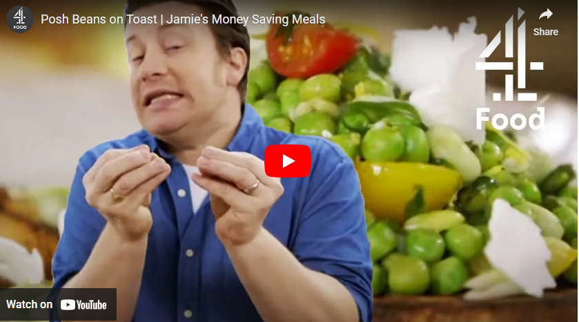 youtube art, jamie oliver recipe for posh baked beans on toast